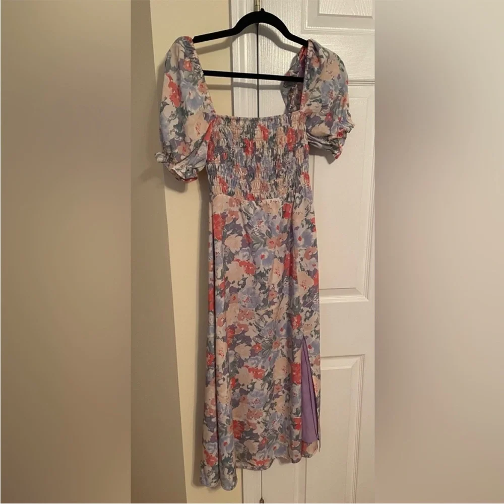 Astr Puff Sleeve Midi Floral Dress size M - Picture 3 of 15